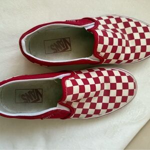Vans Women’s Red Checkered Slip-On Shoes